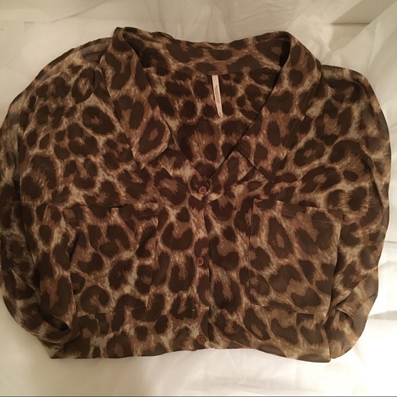 Free People Easy Rider Button Down Cheetah Print - Picture 5 of 6